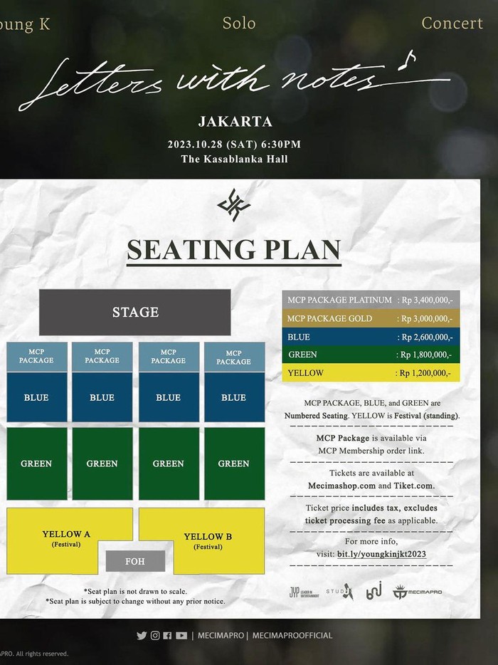 Harga tiket konser Young K/ Foto: instagram.com/mecimapro