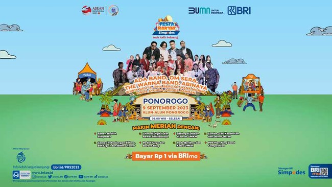 Dari Pati, Jateng, Pesta Rakyat Simpedes (PRS) 2023 meluncur ke Kabupaten Ponorogo, Jawa Timur diadakan pada 4-9 September dengan tema 'Pede Raih Peluang'.