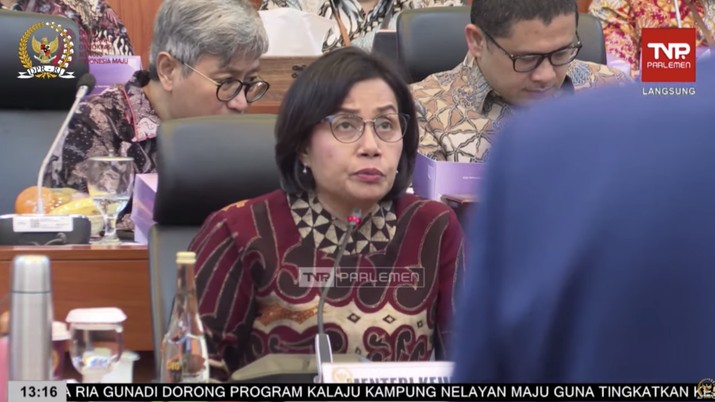 Menteri Keuangan Sri Mulyani Indrawati saat memaparkan dalam banggar DPR RI Raker dengan pemerintah. (Tangkapan Layar Youtube Banggar DPR RI)