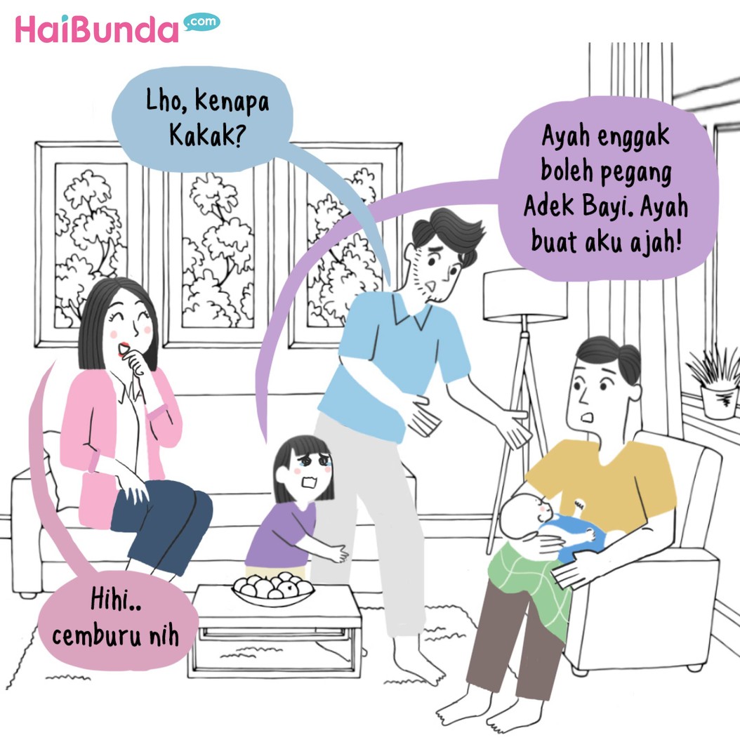 Ayah mengajak Bubun dan Kakak berkunjung menengok adik bayi baru lahir. Kakak tiba-tiba nangis nih dan minta gendong sama Ayah, kenapa ya? Simak yuk ceritanya!