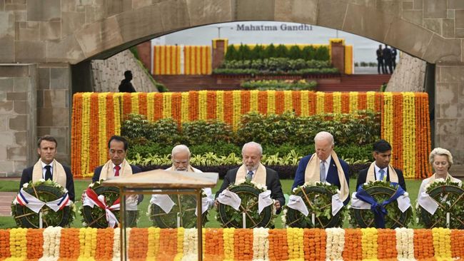 Para Pemimpin Negara Beri Penghormatan ke Mahatma Gandhi Usai KTT G20
