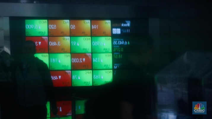 Foto: layar digital pergerakan Indeks Harga Saham Gabungan (IHSG) di Gedung Bursa Efek Indonesia, Jakarta, Senin (11/9/223). (CNBC Indonesia/Tri Susilo)