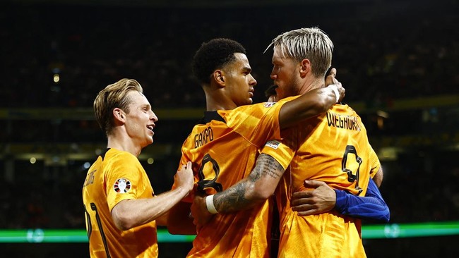 Timnas Belanda melakukan comeback saat menghadapi Irlandia pada kualifikasi Piala Eropa 2024 di Stadion Aviva, Dublin, Senin (11/9) dini hari waktu Indonesia.