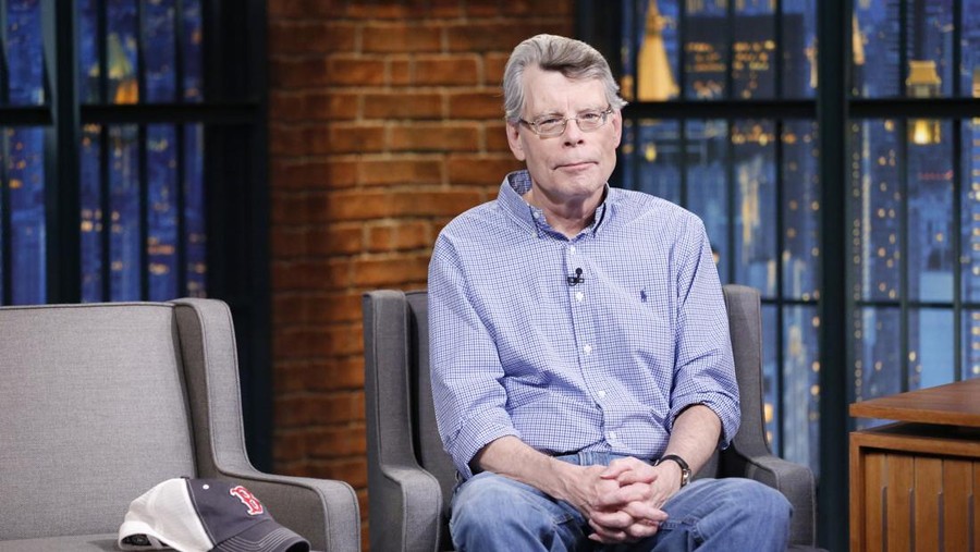 Stephen King LATE NIGHT WITH SETH MEYERS -- Episode 0102 -- Pictured: Author Stephen King during an interview on September 24, 2014 -- (Photo by: Lloyd Bishop/NBCU Photo Bank/NBCUniversal via Getty Images via Getty Images)