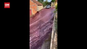 VIDEO: Penampakan Jutaan Liter Anggur Merah Rendam Desa Di Portugal