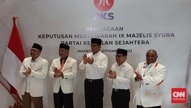PKS akhirnya memutuskan resmi mengusung Anies Baswedan dan Cak Imin sebagai pasangan bacapres-bacawapres untuk Pilpres 2024 usai rapat majelis Syuro.