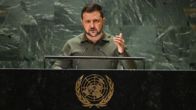 Pidato di Majelis Umum PBB, Presiden Ukraina Volodymyr Zelensky mewanti-wanti negara tetangga akan menjadi target invasi Rusia selanjutnya.