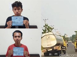 Dua Sopir Truk Tangki Ugal-ugalan di Palembang Diciduk