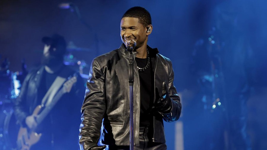 INGLEWOOD, CALIFORNIA: (FOR EDITORIAL USE ONLY) In this image released on August 2, Usher performs onstage during a taping of iHeartRadio’s Living Black 2023 Block Party in Inglewood, California. (Photo by Kevin Winter/Getty Images for iHeartRadio )
