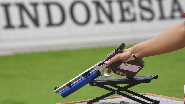 Tim Menembak merebut perunggu nomor 10m running target range pada Asian Games 2023.
