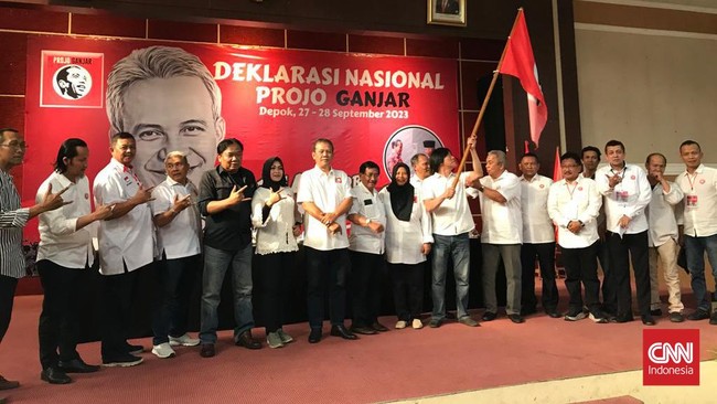 Kelompok relawan Projo Ganjar mendeklarasikan dukungan terhadap bacapres Ganjar Pranowo di Pilpres 2024.