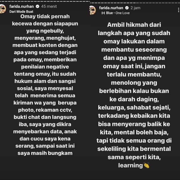 Tangkapan Layar Instagram Farida Nurhan