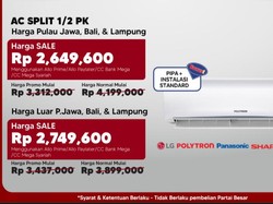 AC Split 1/2 PK Rp 2,6 Juta Hanya di Transmart Full Day Sale Besok!