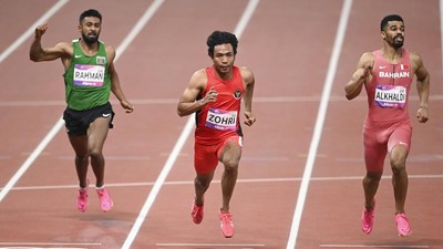 Pelari Indonesia Lalu Muhammad Zohri mengaku mengalami ketegangan sesaat sebelum lolos ke final nomor 100 meter putra Asian Games 2023, Sabtu (30/9).