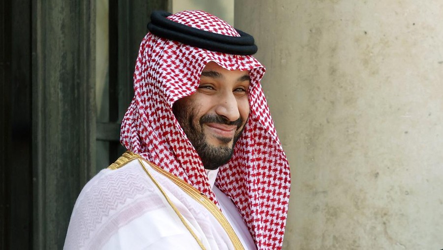 Mohammed bin Salman, Saudi Arabia's crown prince, arrives at the Elysee Palace in Paris, France, on Friday, June 16, 2023. While it's unclear if Syria will be part of their discussions, the French presidency said they will talk about Middle Eastern and international topics. Photographer: Nathan Laine/Bloomberg via Getty Images
