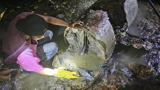 Drum berisi kerangka manusia dicor ditemukan di sungai Jurong Iboh, Desa Reukih Dayah, Kecamatan Indrapuri, Kabupaten Aceh Besar.