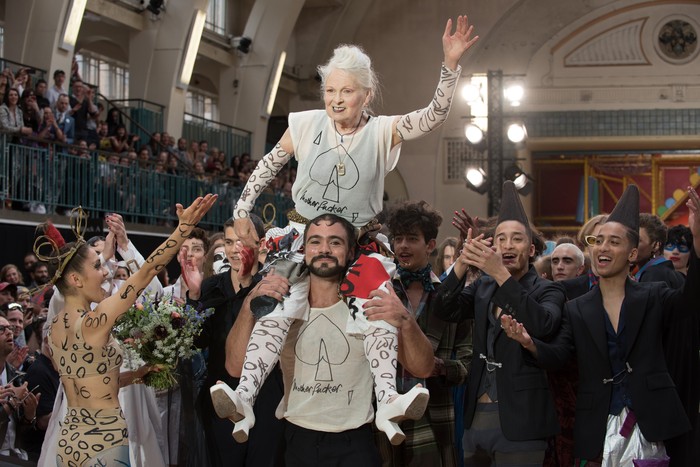 British fashion designer Vivienne Westwood at her fashion show during the London Fashion Week Men's, in London on June 12, 2017 (Photo by Alberto Pezzali/NurPhoto via Getty Images) British fashion designer Vivienne Westwood at her fashion show during the London Fashion Week Men's, in London on June 12, 2017 (Photo by Alberto Pezzali/NurPhoto via Getty Images)
