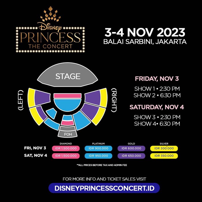 Detail harga tiket Disney Princess: The Concert