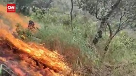 VIDEO: Karhutla Gunung Lawu, Helikopter BNPB Sulit Tembus ke Titik Api