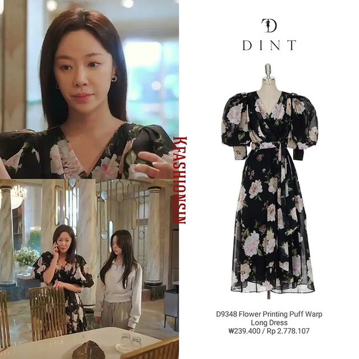 Baru pulang bekerja, Hwang Jung Eum saat itu mengenakan dress floral merek DINT dengan harga banderol Rp2,7 juta. Style-nya kelihatan feminin dan anggun./ Foto: instagram.com/kfashionsin