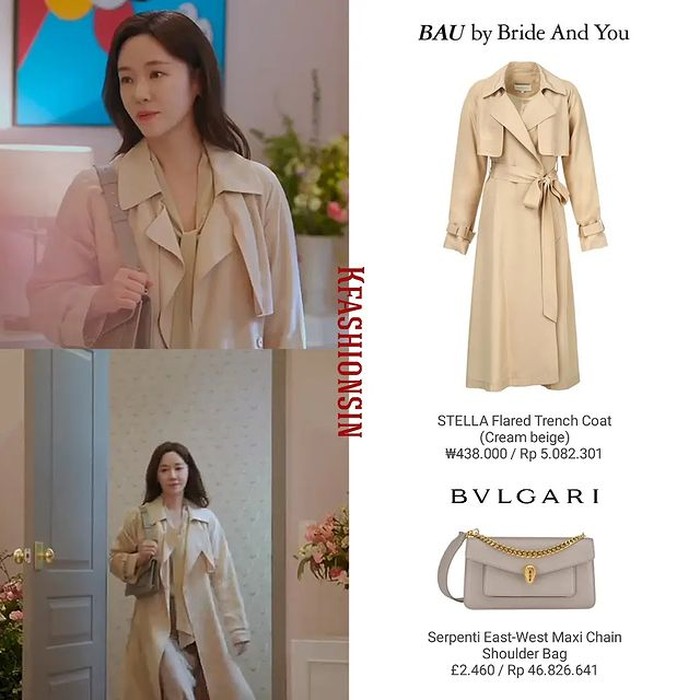Sebagai CEO, Hwang Jung Eum sering tampil modis. Ia mengombinasikan coat Bride And You seharga Rp5 juta dengan shoulder bag mewah merek BVLGARI yang harganya Rp46,8 juta./ Foto: instagram.com/kfashionsin