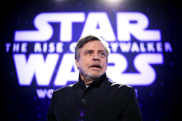 HOLLYWOOD, CALIFORNIA - DECEMBER 16: Mark Hamill attends the Premiere of Disney's 