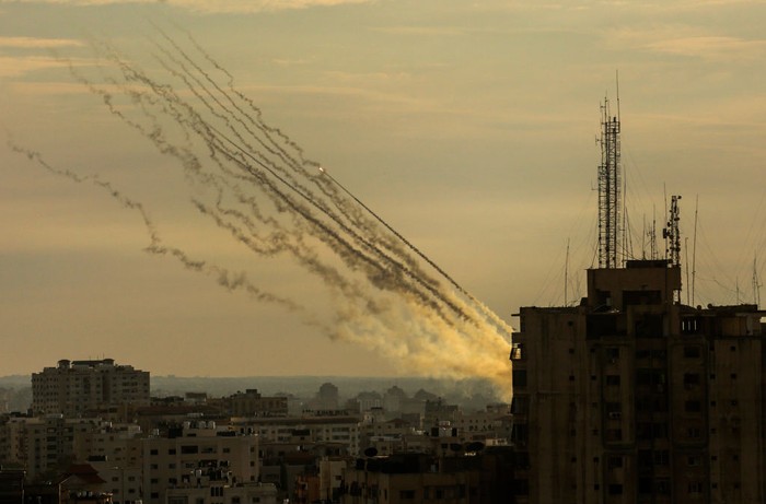 Palestinians militants fired rockets into Israel from Gaza Strip, on October 7, 2023. Medical sources in Gaza say at least 198 Palestinians have been killed in Israeli air attacks launched after a Hamas offensive against Israel that killed at least 70. (Photo by Sameh Rahmi/NurPhoto via Getty Images) Palestinians militants fired rockets into Israel from Gaza Strip, on October 7, 2023. Medical sources in Gaza say at least 198 Palestinians have been killed in Israeli air attacks launched after a Hamas offensive against Israel that killed at least 70. (Photo by Sameh Rahmi/NurPhoto via Getty Images)