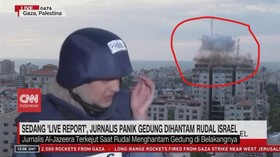 VIDEO: Sedang 'Live Report', Jurnalis Panik Gedung Dihantam Rudal Isra