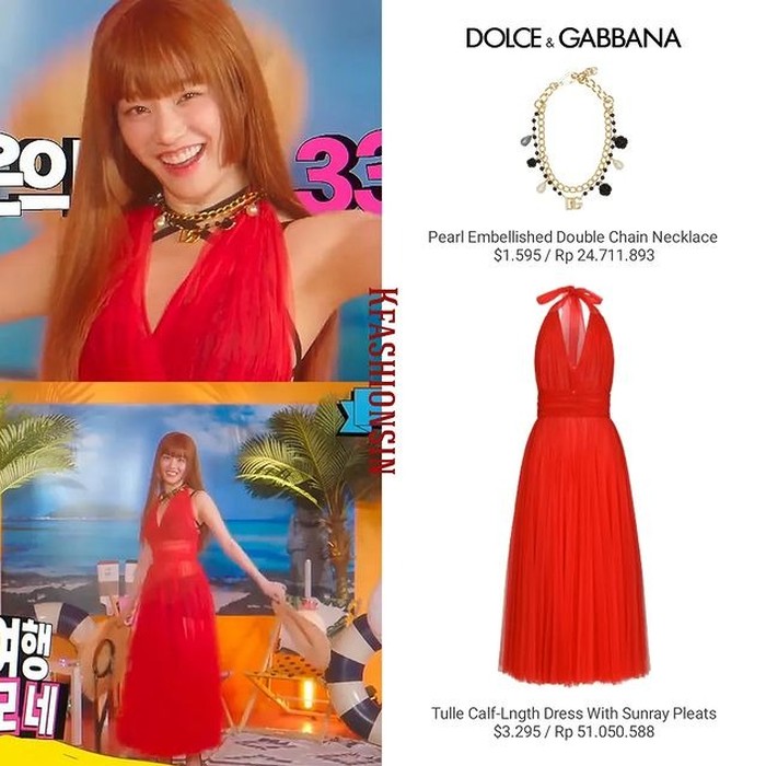 Beda dari sebelumnya, konsep iklan Lee Yu Bi kali ini adalah bernuansa tropical. Ia memakai dress berbahan tulle yang harga banderolnya Rp51 juta dilengkapi kalung mutiara senilai Rp24,7 juta dari merek DOLCE & GABBANA./ Foto: instagram.com/kfashionsin