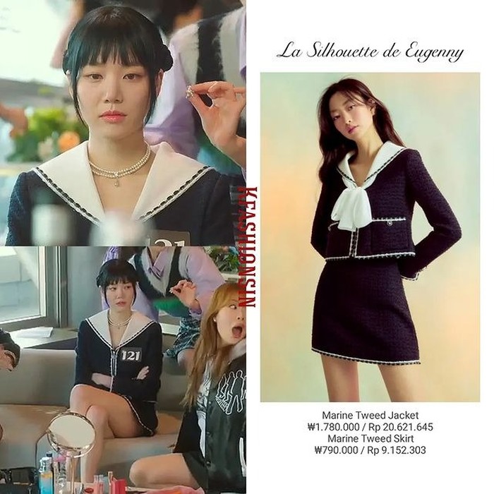 Ikut audisi casting, Lee Yoo Bi mendandani dirinya secara sempurna. Ia merias wajahnya dan membalut tubuhnya dengan outfit outfit two piece dari brand La Silhoutte de Eugenny yang jika ditotal harganya mencapai Rp29,7 juta./ Foto: instagram.com/kfashionsin
