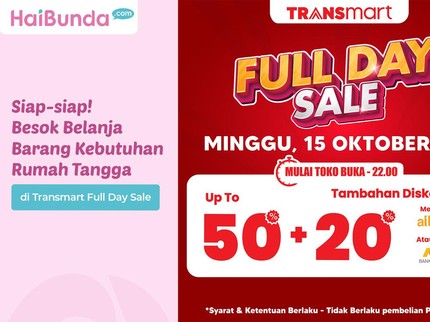 Siap-siap! Besok Belanja Barang Kebutuhan Rumah Tangga di Transmart Full Day Sale