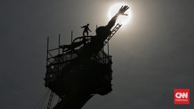 FOTO: Proses Konservasi Patung Pancoran Dimulai