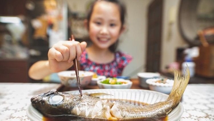 Ilustrasi Anak Makan Ikan Ilustrasi Anak Makan Ikan