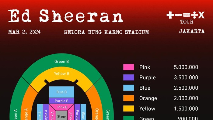 Seat Plan dan Daftar Harga Tiket Konser Ed Sheeran di GBK