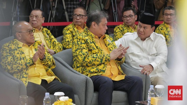 Dalam pernyataan pengunduran diri dari ketum Golkar, Airlangga Hartarto menyinggung kontribusi besar Golkar dalam pemenangan Prabowo-Gibran di Pilpres 2024.