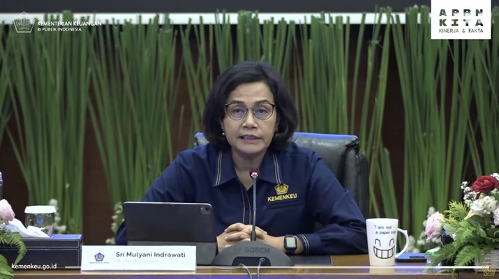 Menteri Keuangan Sri Mulyani Indrawati saat memaparkan APBNKITA edisi Oktober 2023. (Tangkapan Layar Youtube Ministry of Finance Republic of Indonesia)