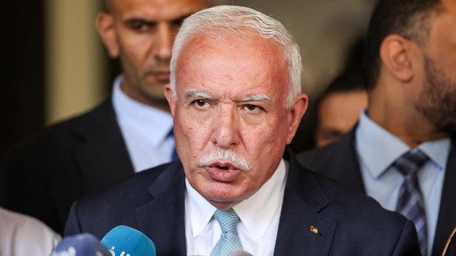 Menlu Palestina Riyad al-Maliki bertemu pejabat senior Pengadilan Kriminal Internasional (ICC) kala Israel perang dengan Hamas di Gaza.