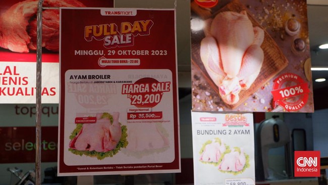 Ayam broiler segar dijual dengan harga yang super terjangkau di Transmart Full Day Sale besok. Berikut daftar harga ayam yang diskon di Transmart Full Day Sale.