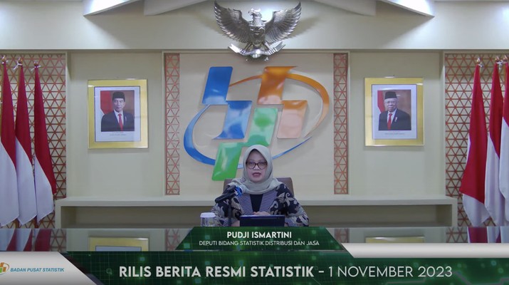 Deputi Bidang Statistik Distribusi dan Jasa BPS, Pudji Ismartini. (Tangkapan Layar Youtube)