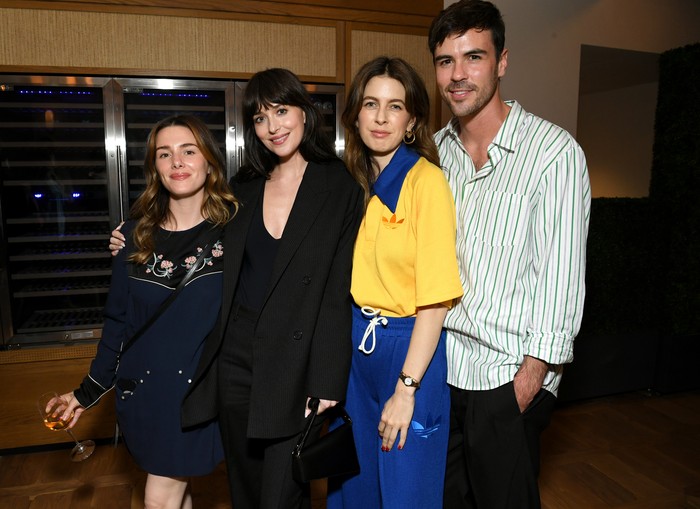 HOLLYWOOD, CALIFORNIA - APRIL 18: (L-R) Addison Timlin, Dakota Johnson, Ro Donnelly, and Blake Lee attend the Boat Rocker & TeaTime Pictures LA Screening of 'SLIP' hosted by Dakota Johnson at NeueHouse Hollywood on April 18, 2023 in Hollywood, California. (Photo by Jon Kopaloff/Getty Images for Boat Rocker & TeaTime Pictures)