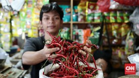 FOTO: Harga Cabai Kian 'Pedas', Tembus Rp100 Ribu per Kg