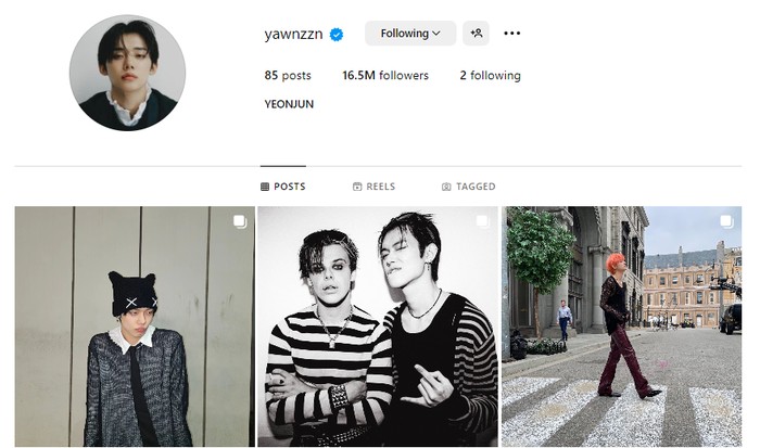 Kemudian, ada username Yeonjun TXT yang nggak kalah unik. Biarpun terkesan di luar nalar, ketika kamu melafalkan username ini secara nggak langsung bakal mirip dengan penyebutan nama Yeonjun, lho./Foto: instagram.com/yawnzzn