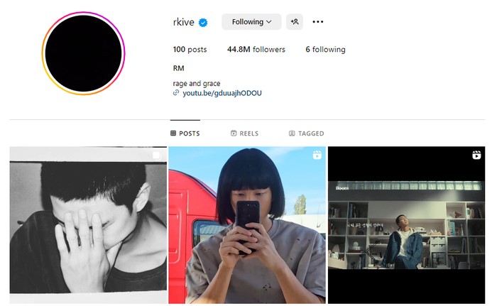 Username unik berikutnya datang dari leader BTS, yaitu RM! Pasalnya, apabila dibaca nama Instagram yang ia miliki dapat diucapkan seperti archive. Ada aja ya idenya, RM./Foto: instagram.com/rkive