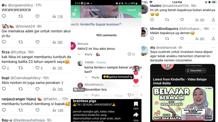 Komentar berbau pelecehan seksual terhadap host Kinderflix