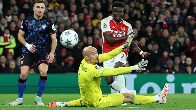 Arsenal menang 2-0 atas Sevilla pada pertandingan keempat Grup B Liga Champions di Stadion Emirates, Kamis (9/11) dini hari WIB.