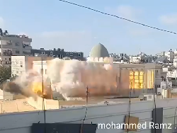 Penampakan Rudal Israel Hancurkan Masjid Khalid bin Al-Walid di Gaza