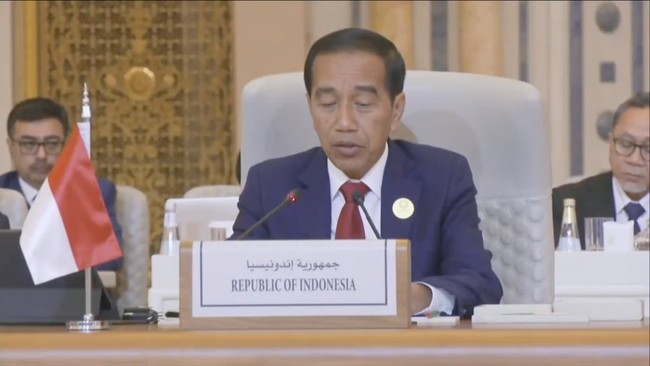Usai hadir di KTT Arab-OKI, Jokowi tegaskan Israel harus bertanggung jawab atas kekejaman yang dilakukan di Palestina.