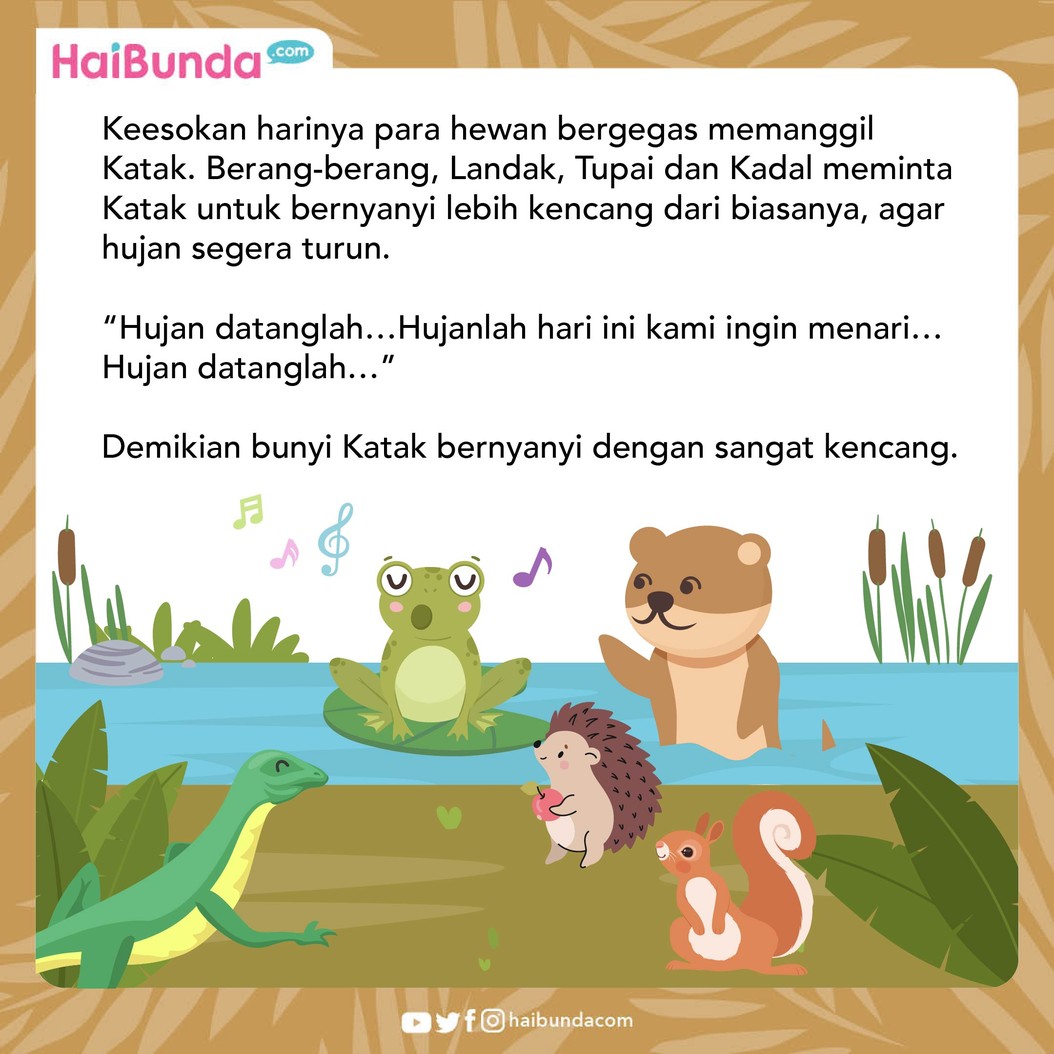 Sudah berbulan-bulan hujan tak kunjung datang&comma; membuat para hewan meminta katak untuk menyanyi merayu langit untuk memanggil hujan&period; Bagaimana kelanjutannya&quest;