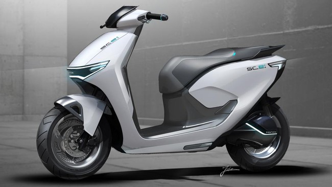 Honda sudah memamerkan SC e: Concept, calon motor listrik kedua setelah EM1 e: yang desainnya mirip Vario di Indonesia.