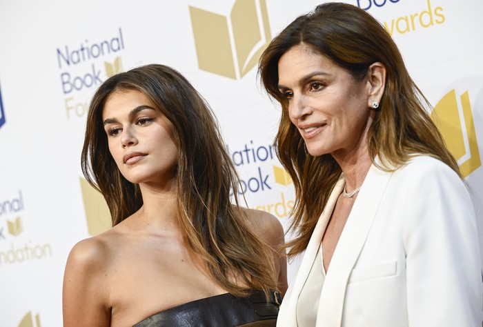 Kaia Gerber, left, and Cindy Crawford attend the 74th National Book Awards ceremony at Cipriani Wall Street on Wednesday, Nov. 15, 2023, in New York. (Photo by Evan Agostini/Invision/AP)